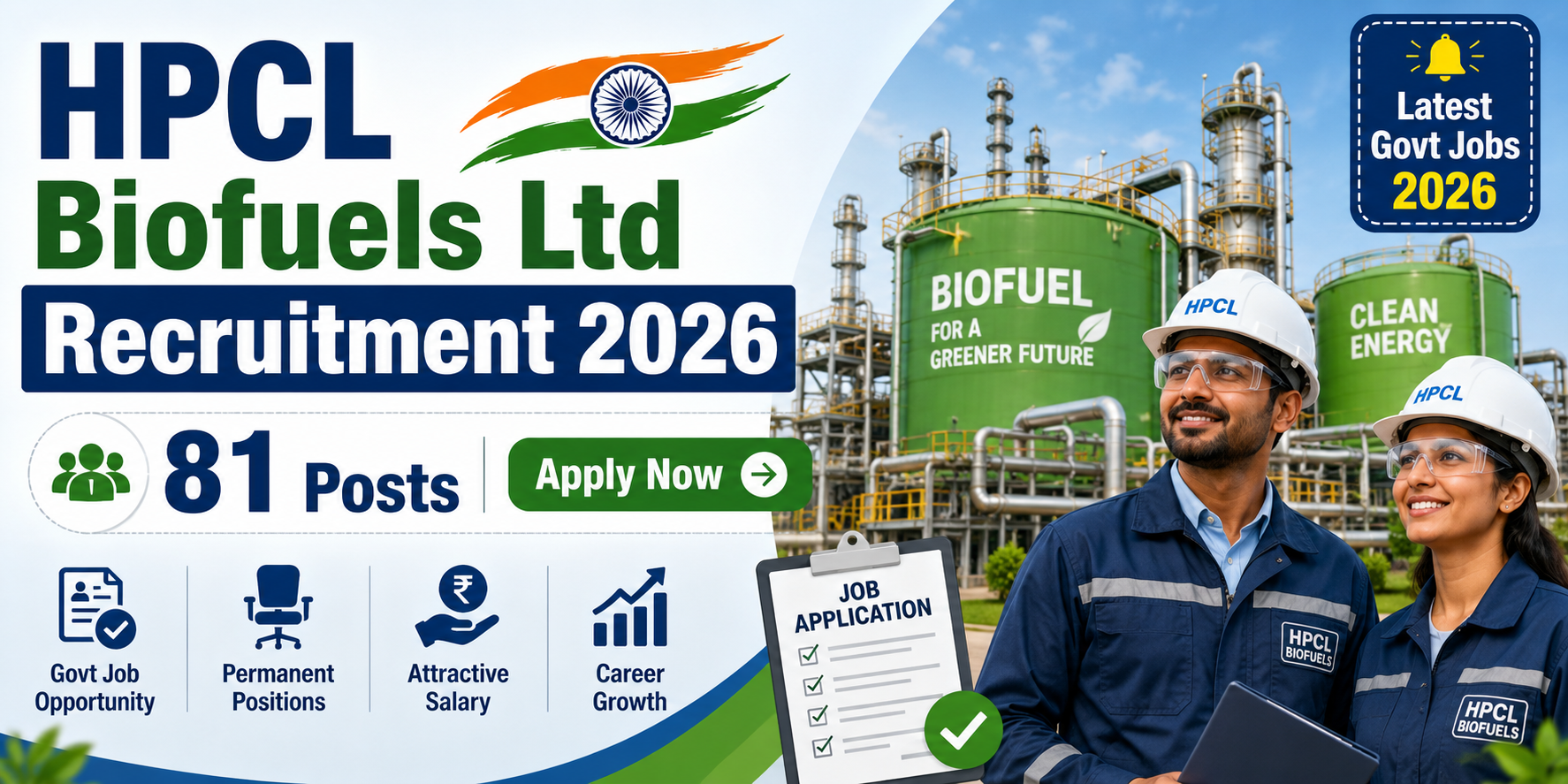 HPCL Biofuels Limited Recruitment 2026 notification for 81 posts